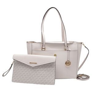 Michael Kors Maisie Large Pebbled Leather 3-in-1 Tote Bag in White Leather